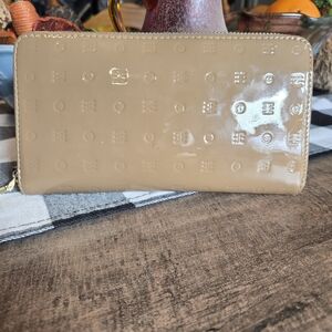 Arcadia Taupe Embossed Wristlet